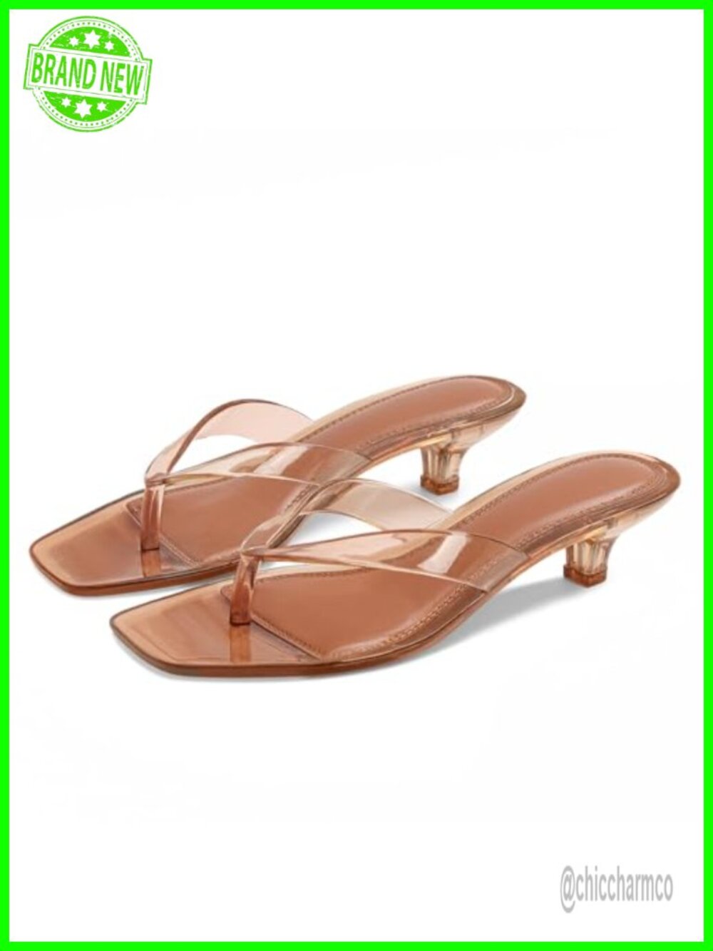 Kitten Heels Jelly Square Open Toe Sandals Low Heeled Thong